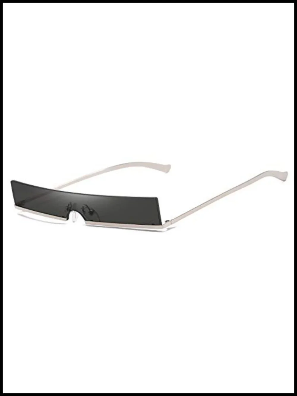 Vintage Frameless Rectangle Sunglasses UV Protection Metal Temples